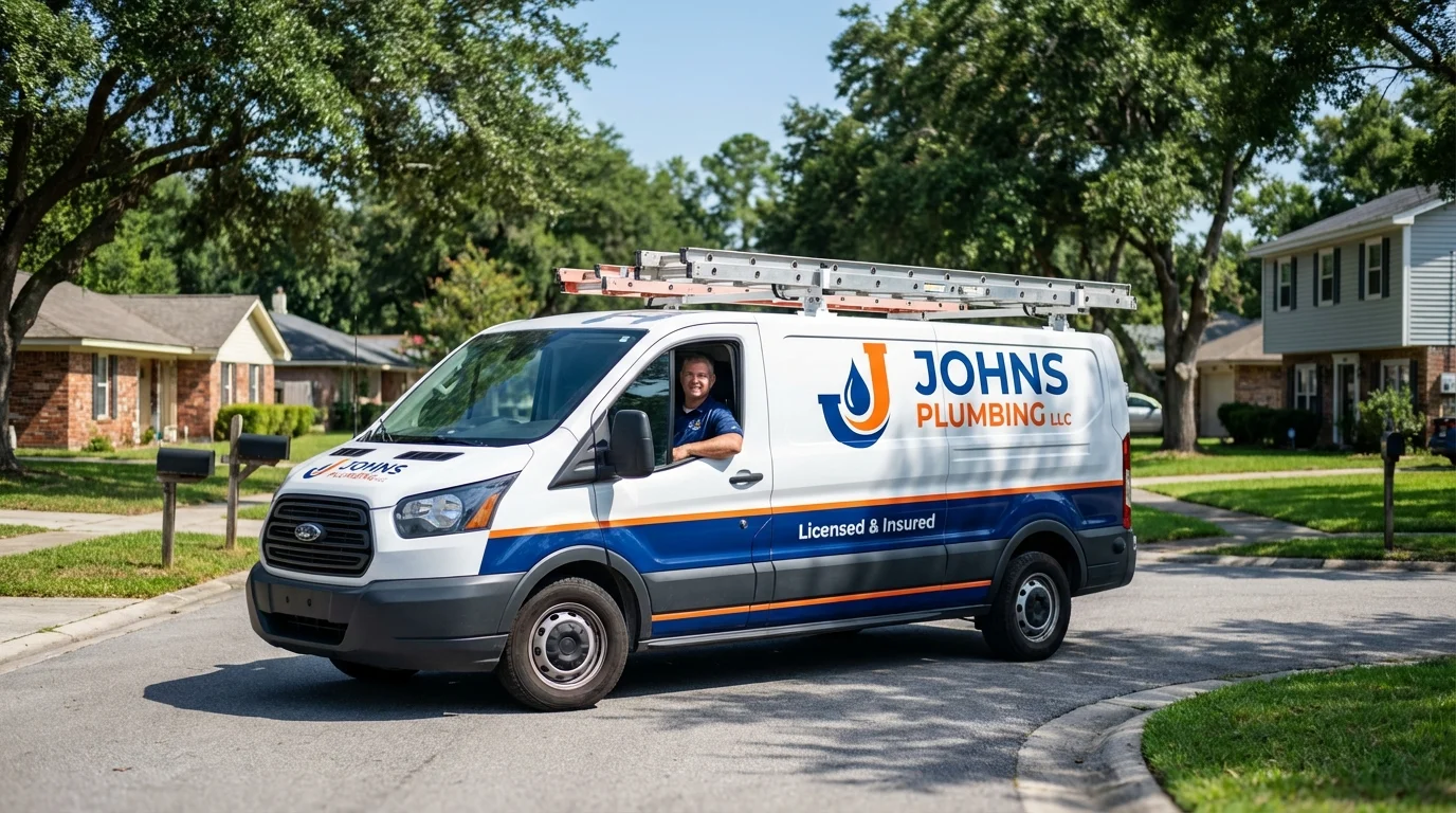 Johns Plumbing LLC service van in Wichita, KS