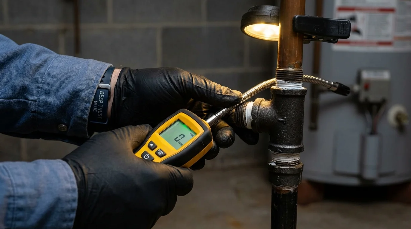 Gas leak detection with electronic sniffer by Johns Plumbing LLC in Wichita